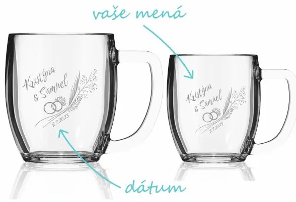 Svadobný set na pivo Prstene v obilí (1+1)