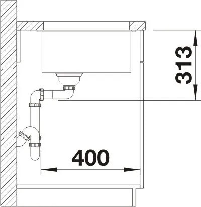 Blanco Subline 320-U, silgranitový drez pod pracovnú dosku 350x460x190 mm, 1-komorový, čierna, BLA-525983