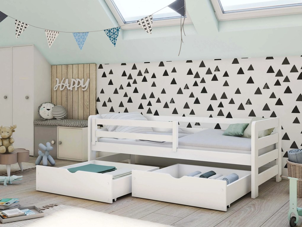 Detská posteľ 90 x 200 cm Erin (s roštom a úl. priestorom) (biela). Akcia -10%. Vlastná spoľahlivá doprava až k Vám domov. 1012941
