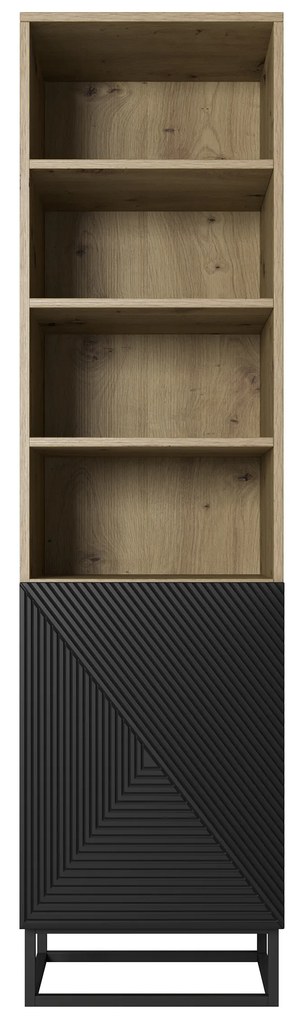 Regál Asha 50 cm na čiernom podstavci - artisan / čierny mat