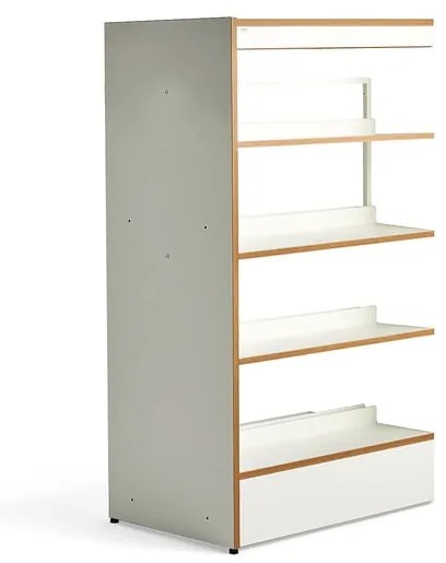 Knižnica STORY, prídavná sekcia, obojstranná, 1600x898x585 mm, 4 police, biela