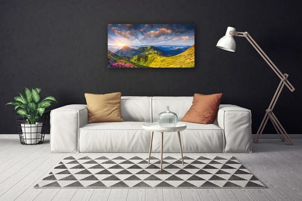 Obraz Canvas Hory slnko lúka krajina 120x60 cm