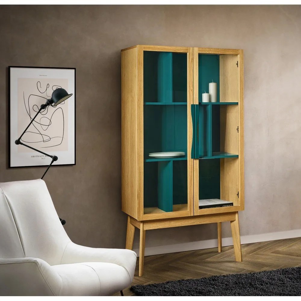 Tyrkysovomodrá vitrína Woodman Avon