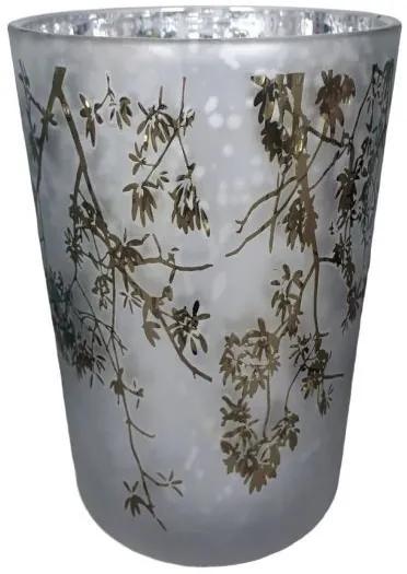 Veľký sklenený svietnik Branches white - Ø 12 * 18cm