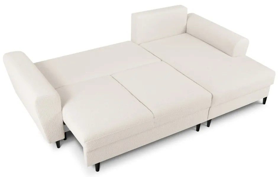 Béžová rozkladacia/s úložným priestorom rohová pohovka z textílie buklé (pravý roh/s leňoškou) Kyoto – Cosmopolitan Design