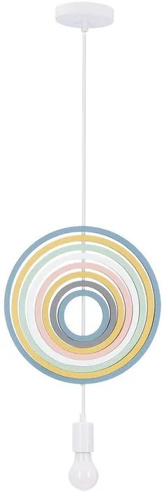 Candellux Bielo-dúhový závesný luster Hoops pre žiarovku E27 31-12043