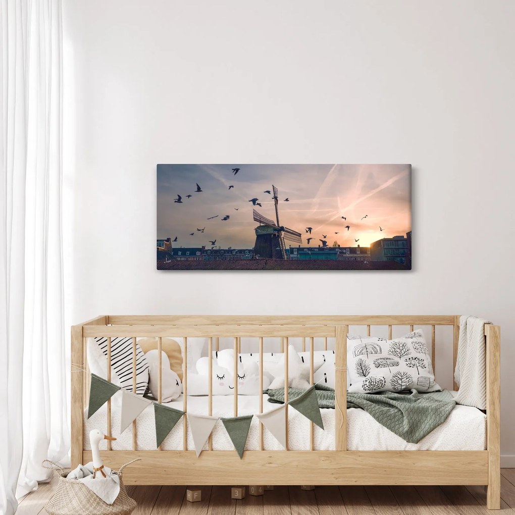Obraz veterného mlyna (120x50 cm)