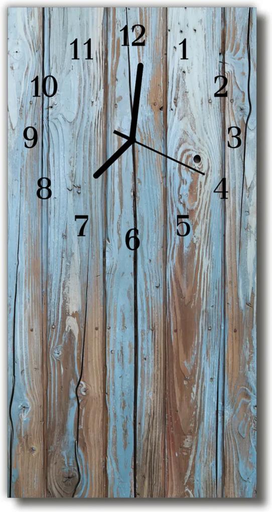 Sklenené hodiny vertikálne  Modré farebné drevo