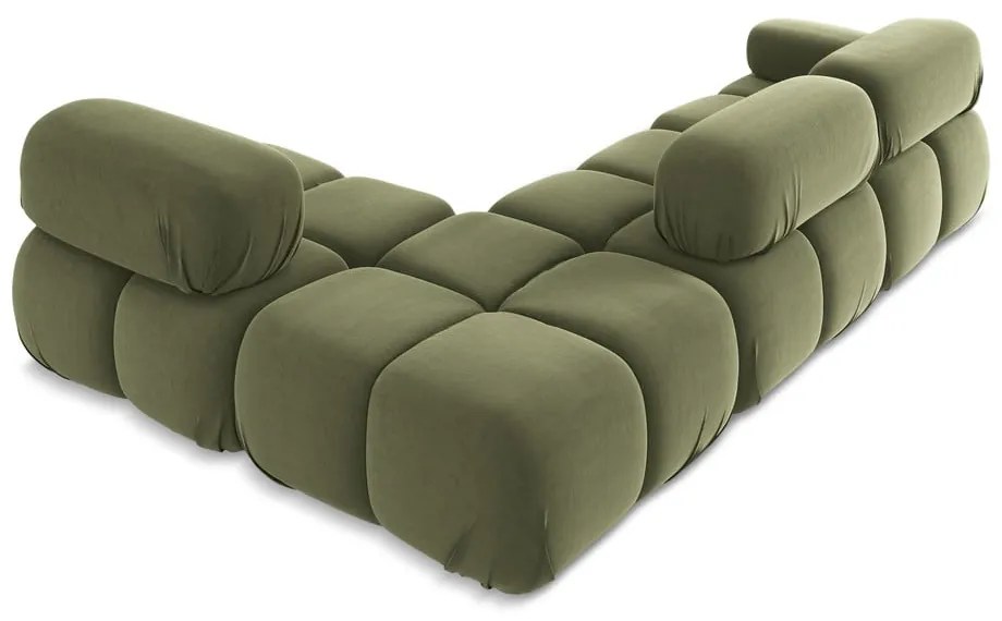 Svetlozelená zamatová modulárna rohová pohovka (pravý roh) Lokua – Makamii