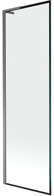 Mexen Next L, 1-krídlová vaňová zástena 60 x 150 cm, 6mm číre sklo-čierny vzor, grafitový profil, 895-060-000-03-70-95