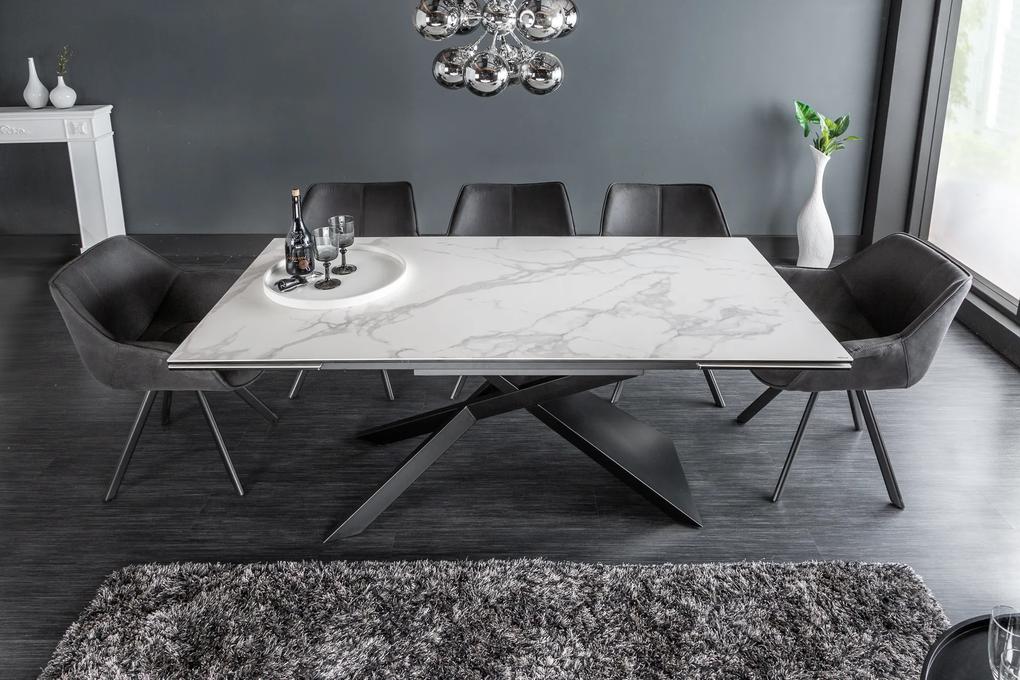 Bighome - Jedálenský stôl GLOBE II. 180-220-260 cm - sivá, biela