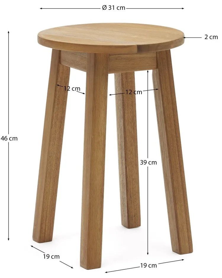 Stolička z masívu akácie v prírodnej farbe Amel – Kave Home