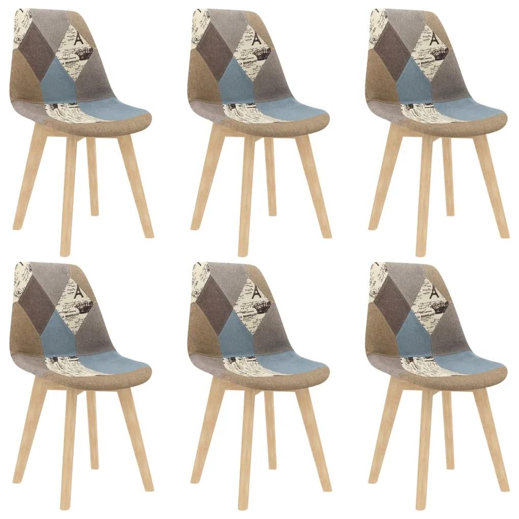Jedálenské stoličky 6 ks dizajn patchwork sivé látkové 3068544