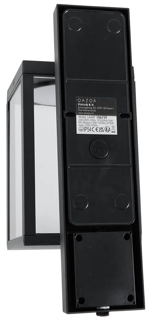 Vonkajšia nástenná lampa čierna vrátane LED snímača pohybu - Ferdinand