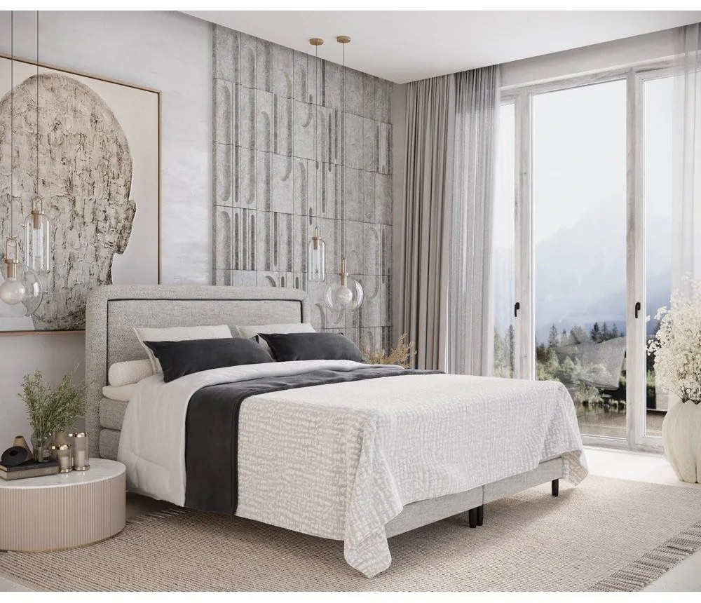 Svetlosivá boxspring posteľ 200x200 cm Dove – Maison de Rêve