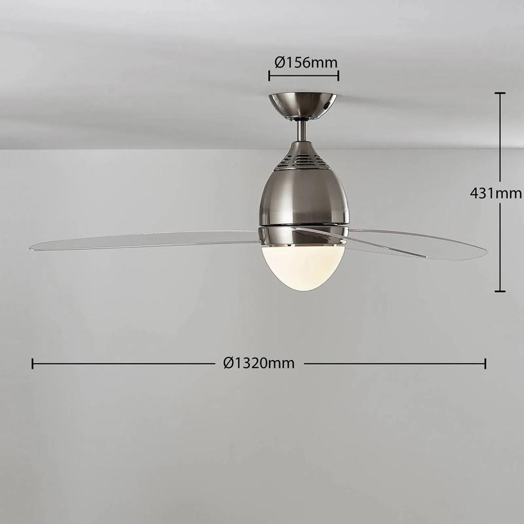 Stropný ventilátor Piara, osvetlený, číry
