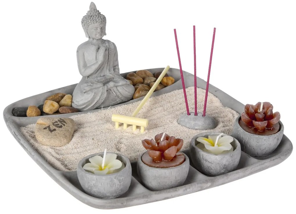 Dekoračná soška Buddy, 23x23x13 cm, sivá