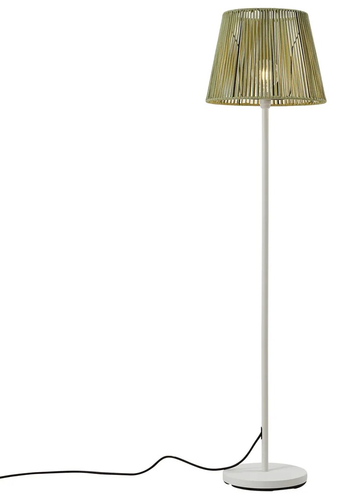 Vonkajšia stojaca lampa biela so zeleným lanovým tienidlom IP44 - Virginia Jayla