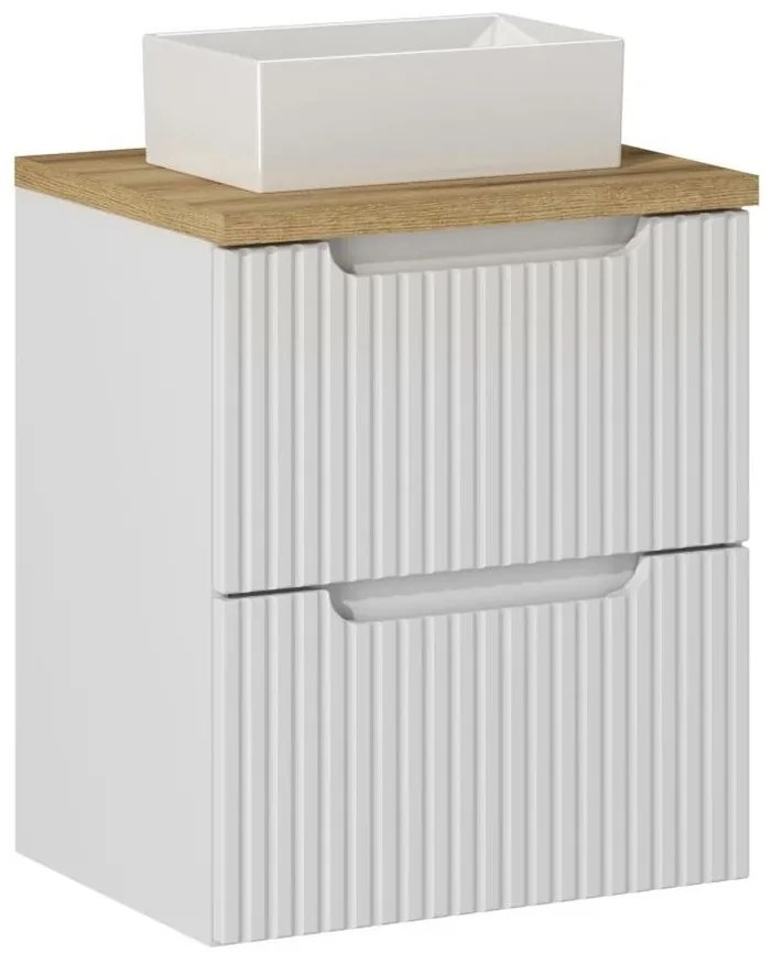 Závěsná skříňka Nova White Gaja I s deskou a umyvadlem 50 cm bílá/dub evoke