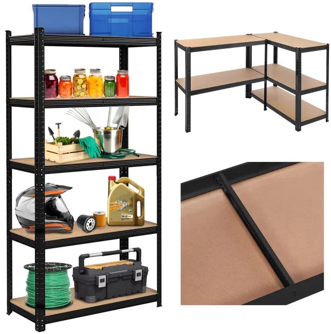 Regál CONOR 180x90x30 cm čierny