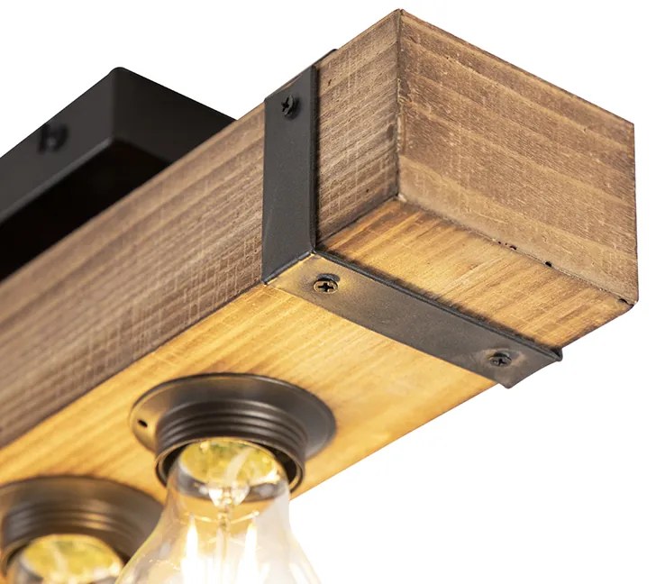 Inteligentné priemyselné stropné svietidlo drevo s oceľou vrátane 4 WiFi A60 - Reena