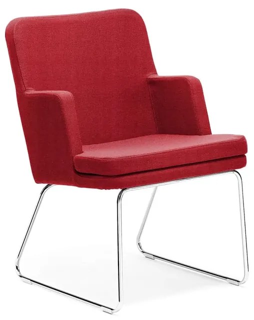 Kreslo EASY, chrómová podnož, látka Medley, červená