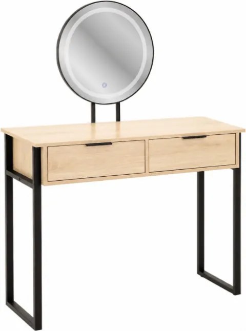 Toaletný stolík BEAUTY so zrkadlom a LED osvetlením naturálny / čierny