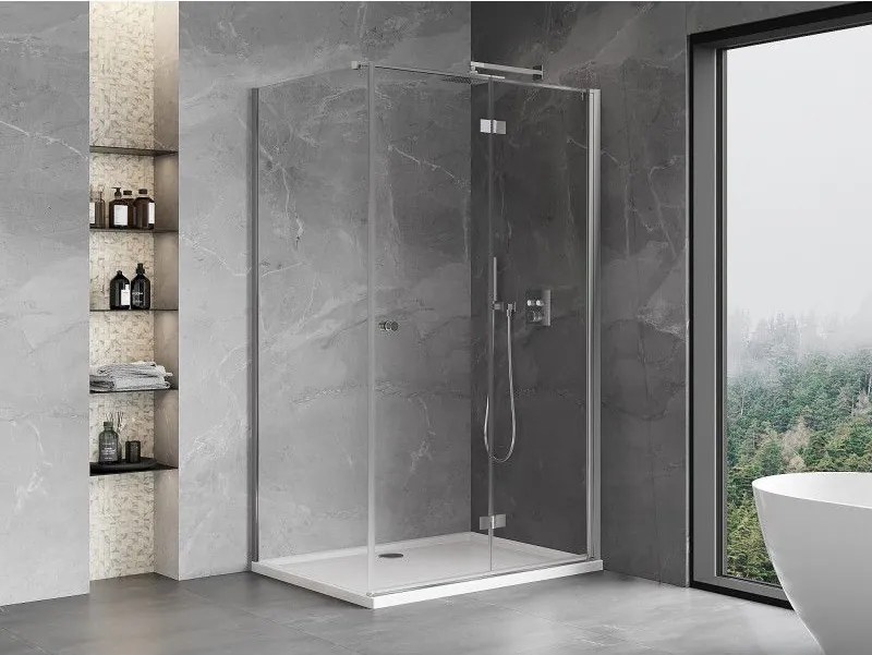 Mexen Mist-F T, 1-krídlový skladací sprchový kút pravý 70 x 110 cm, číre sklo, chrómový profil, 8A6T-070-110-01-00-P