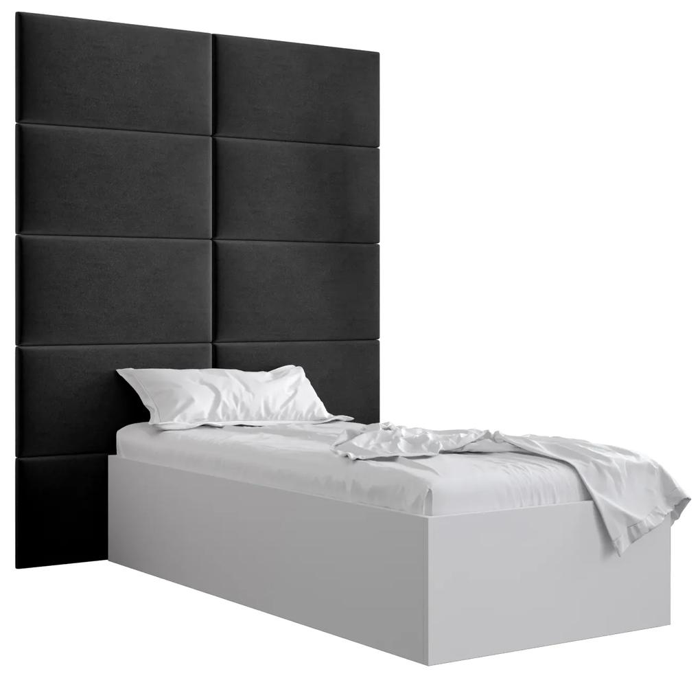Jednolôžková posteľ s čalúneným čelom 90 cm Brittany 1 (biela matná + čierna) (s roštom). Vlastná spoľahlivá doprava až k Vám domov. 1045858