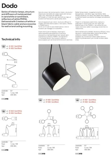 Redo 01-1826 - Luster na lanku DODO 3xE27/15W/230V pavúk