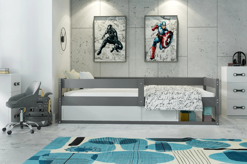Interbeds Jednolôžková posteľ HUGO 160x80cm + matrac Grafit