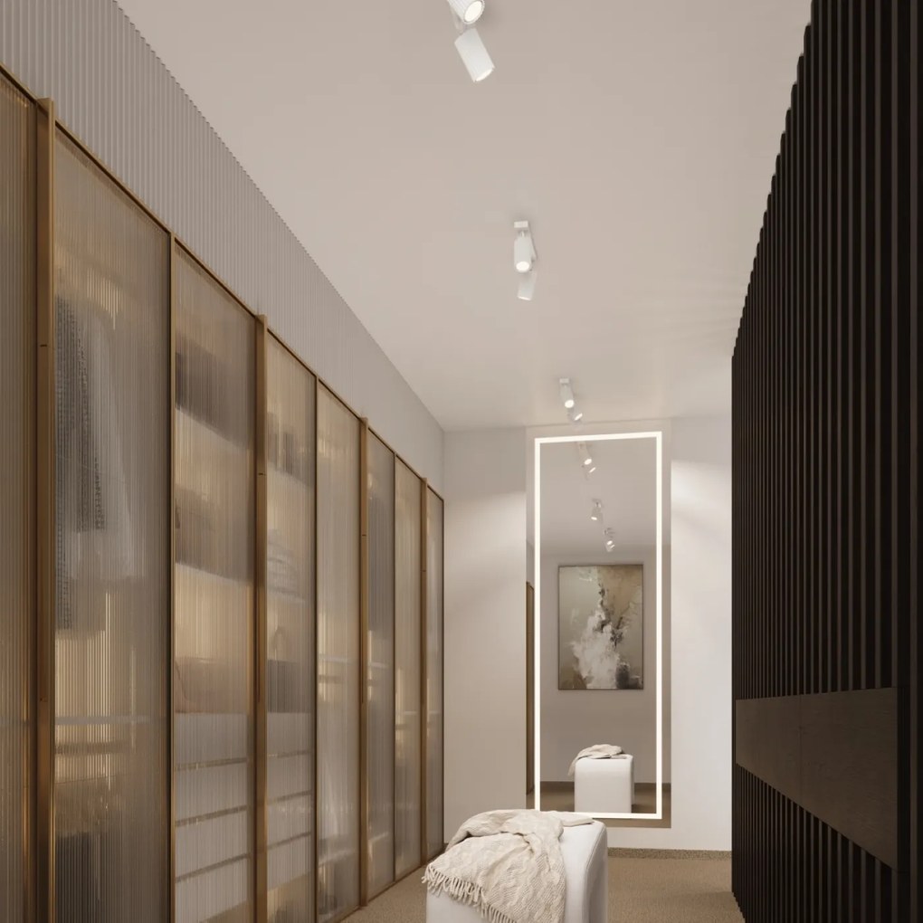 Bodové svietidlo Karbon, 2x biele kovové tienidlo, (možnosť polohovania)