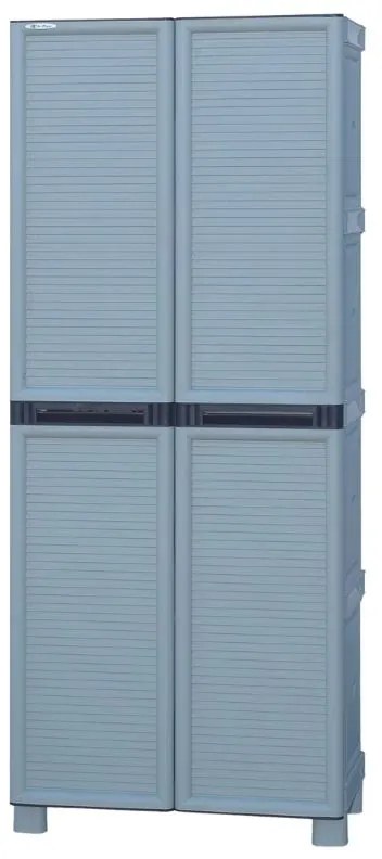 Plastová skriňa policová, vysoká, 700 x 390 x 1720 mm, sivá