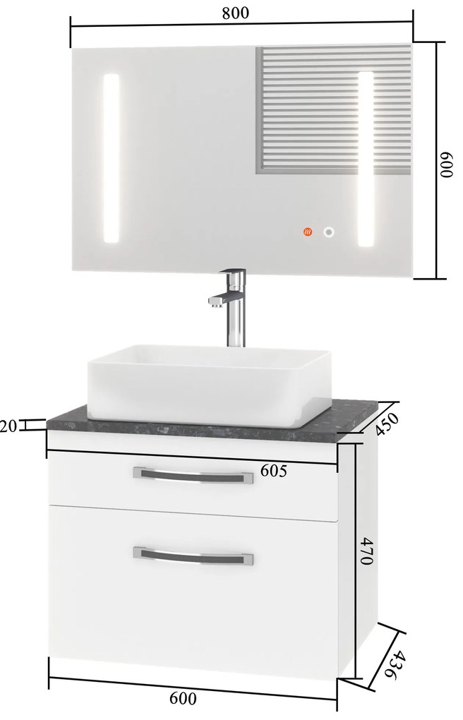 Kúpeľňový nábytok Euphoria EUP P 60/0/W/S/0/BK/MB