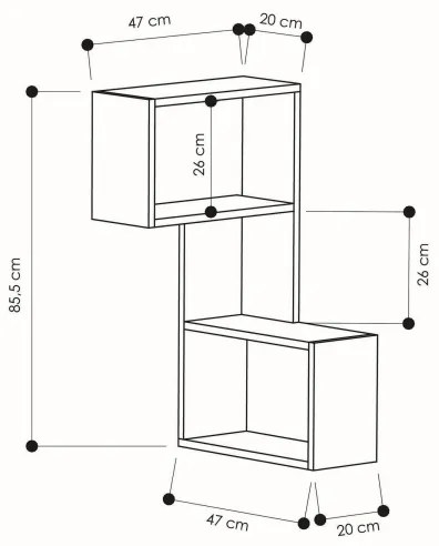 Rohová nástenná polica PART 85,5x47 cm biela