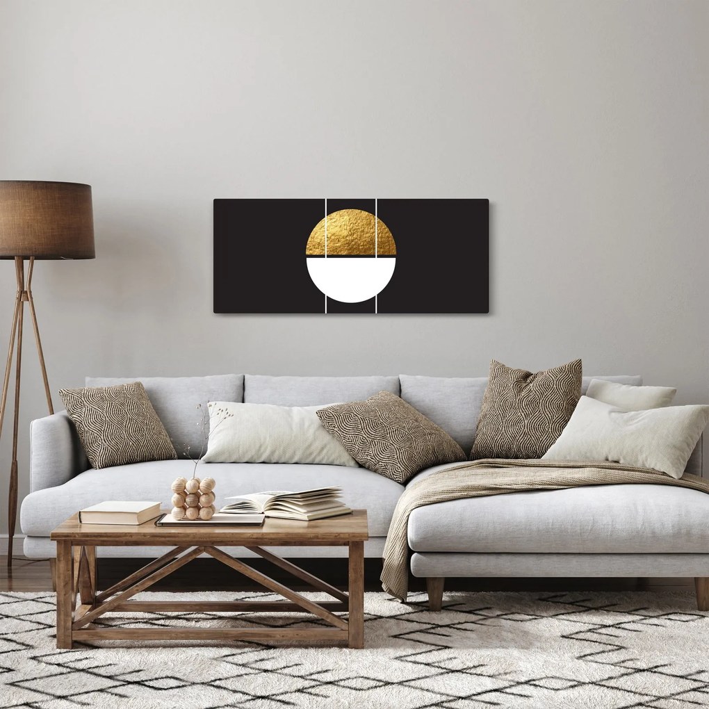 Obraz - Abstrakcia zlatá a čierna N⁰1 (120x50 cm)