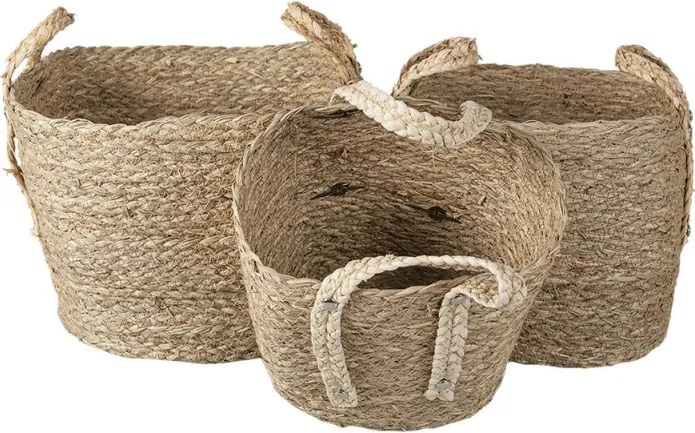 3 ks pletených košov Marcia s uchy- Ø27*21/30 / Ø23*19/27 / Ø20*17*25 cm