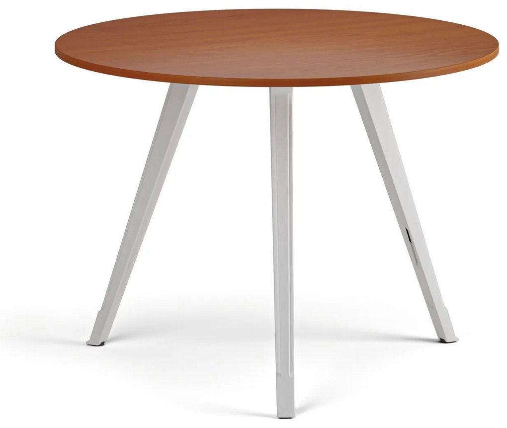 Konferenčný stôl PRIMO ZEN, priemer 100 cm, biela podnož, čerešňa