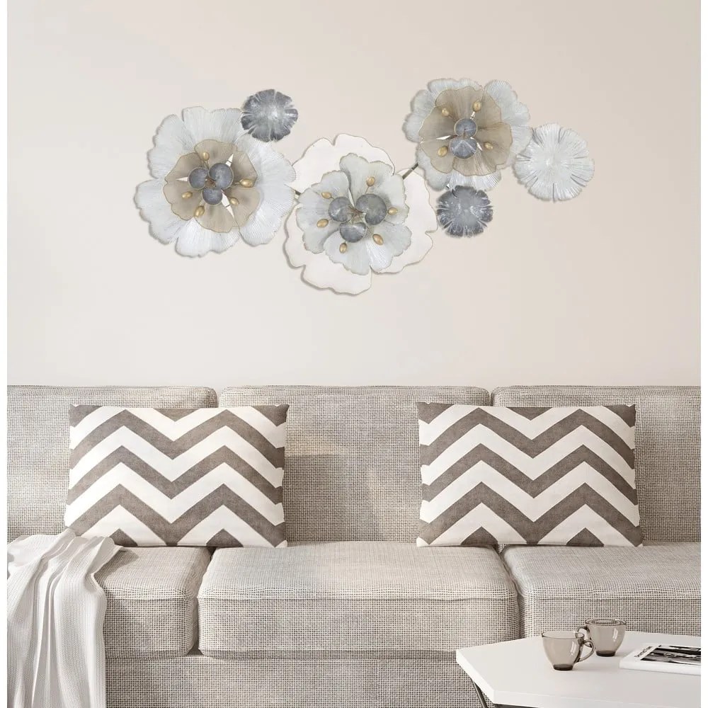 Nástenná kovová dekorácia Mauro Ferretti Flowery, 119 × 60 cm