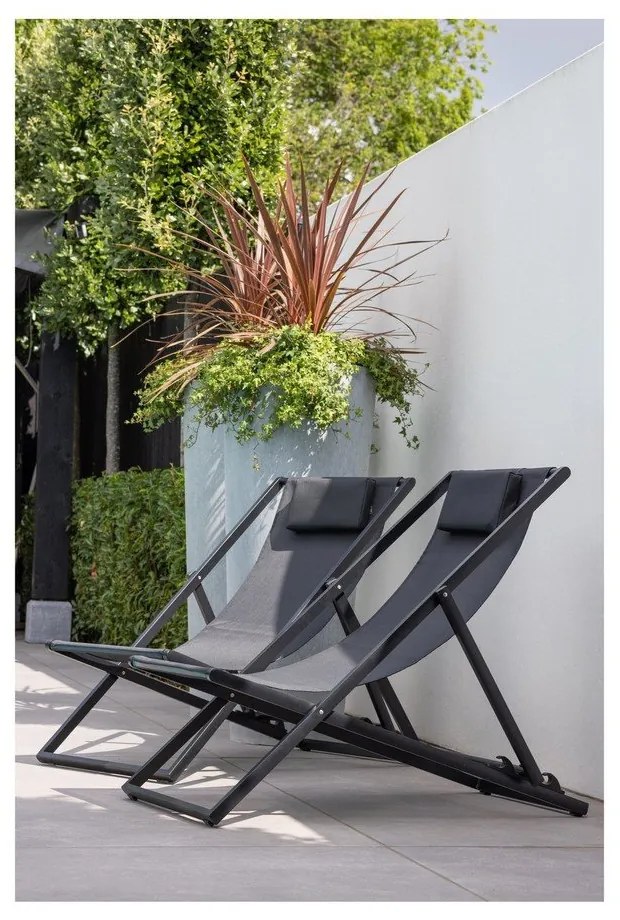 Čierne kovové skladacie záhradné ležadlo Esper - Exotan