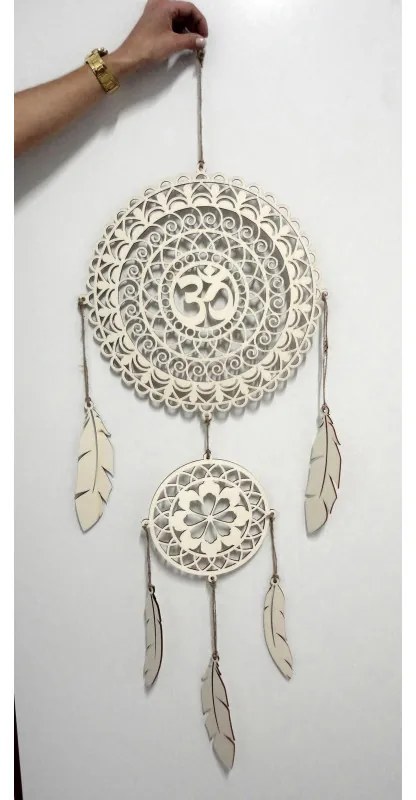 Drevený lapač snov OM Mandala - Boho dekorácia na stenu I SENTOP PR0001
