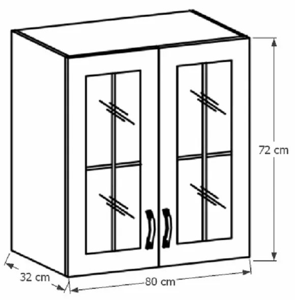 Horná kuchynská skrinka so sklom G80S Provense (biela + sosna andersen). Vlastná spoľahlivá doprava až k Vám domov. 1015187