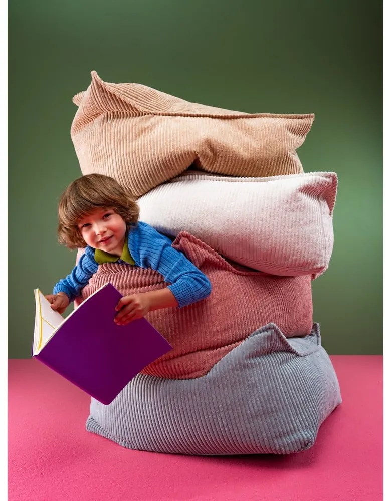 Krémový menčestrový detský sedací vak Square – Wigiwama