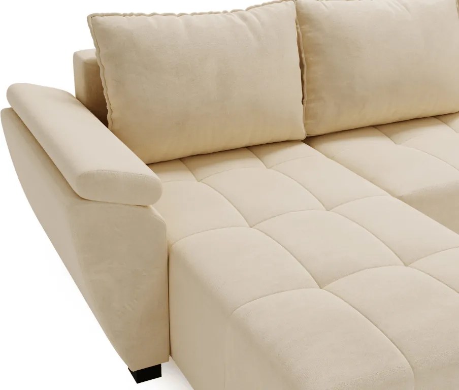 AKCIA Rozkladacia sedacia súprava do U LIVARO 305x140 cm, krémová II. akosť