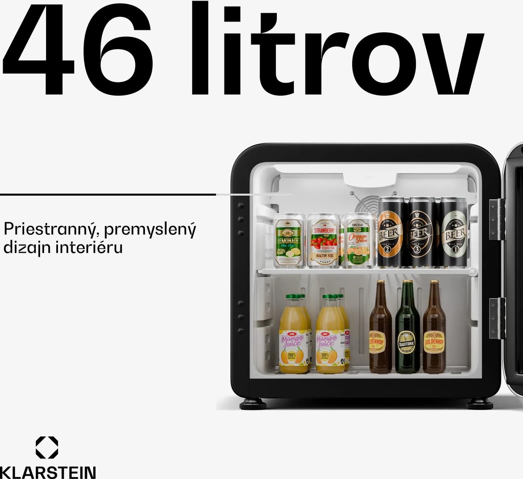 Klarstein Audrey Evo chladnička na nápoje, Retro dizajn, sklenené dvere, 46 L, EEK C