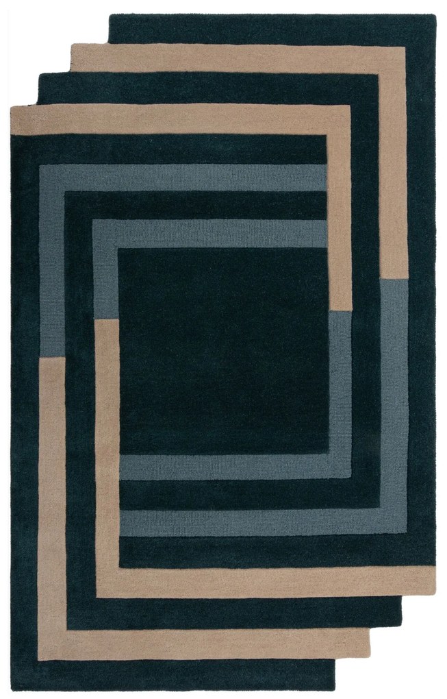 Ručne všívaný kusový koberec Abstract Labyrinth Shaped Green/Blue, 200x290, modrá, chodba / predsieň, Flair Rugs