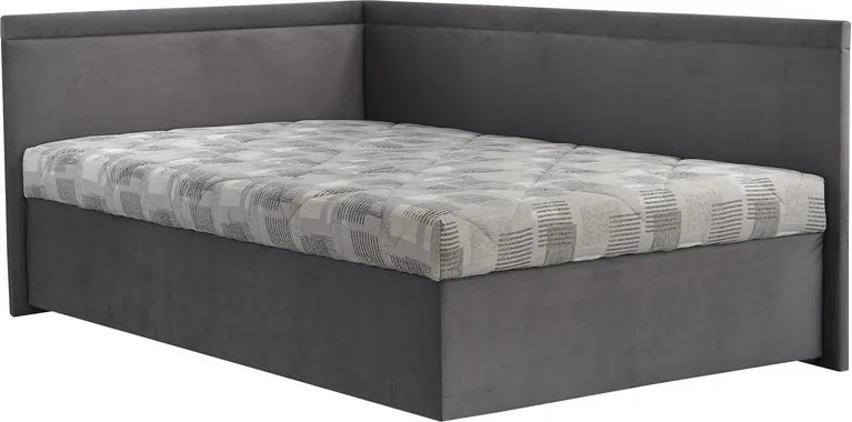 Rohová posteľ Travis ľavá120x200, šedá látka