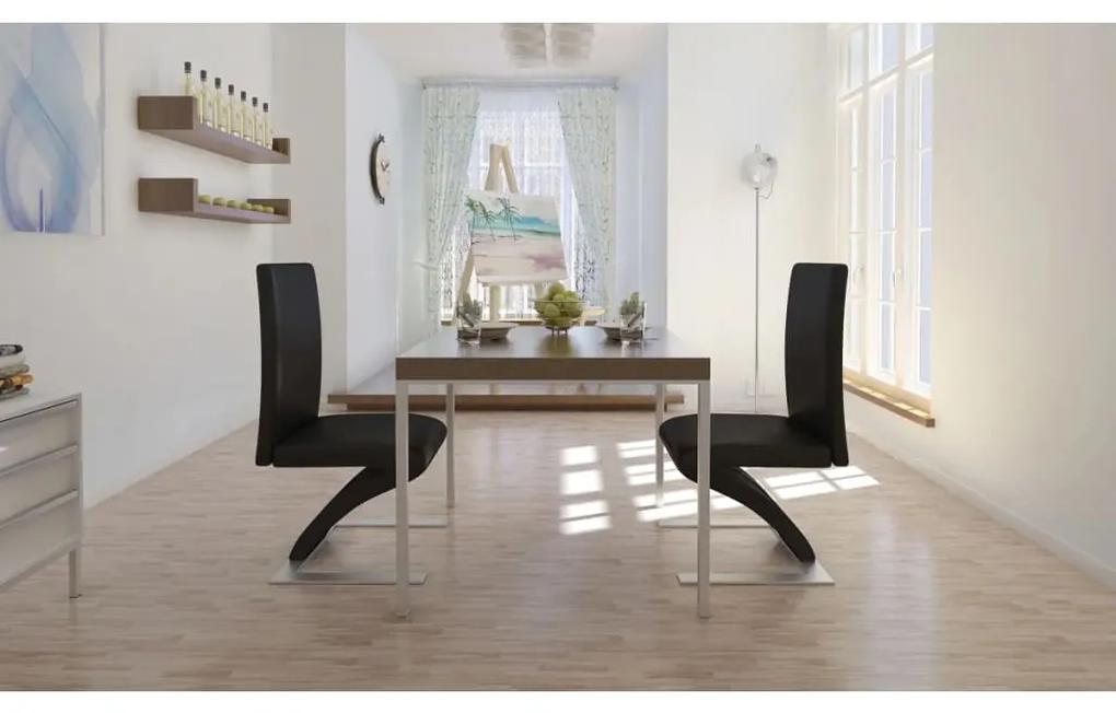 vidaXL Jedálenské stoličky 2 ks, čierne, umelá koža