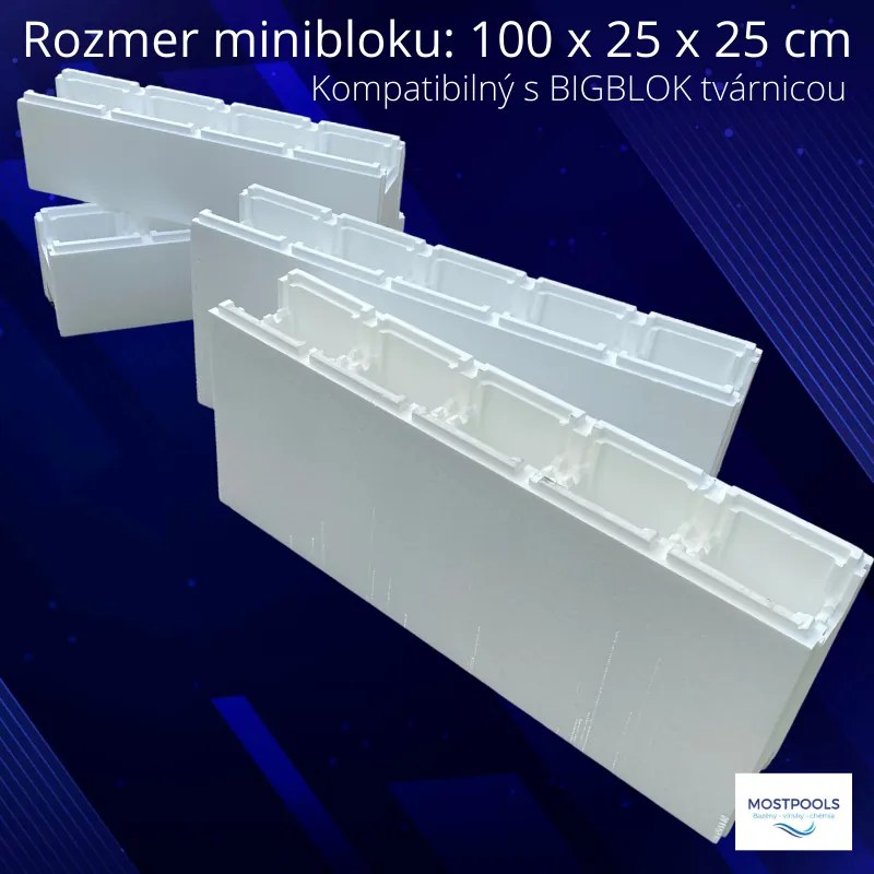 Polystyrénové bazénové tvárnice na stavbu bazéna BIGBLOK (1 BIGBLOK = 2,5 x MINIBLOK)
