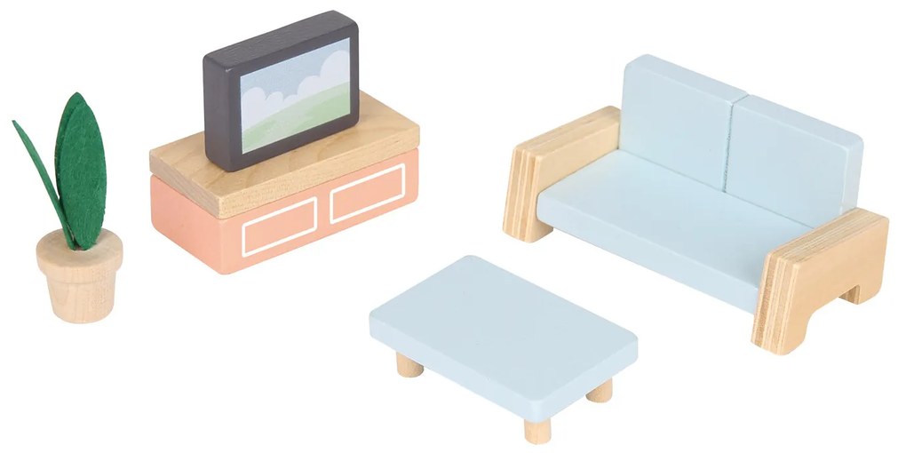 Rozkladací drevený dom pre bábiky s nábytkom